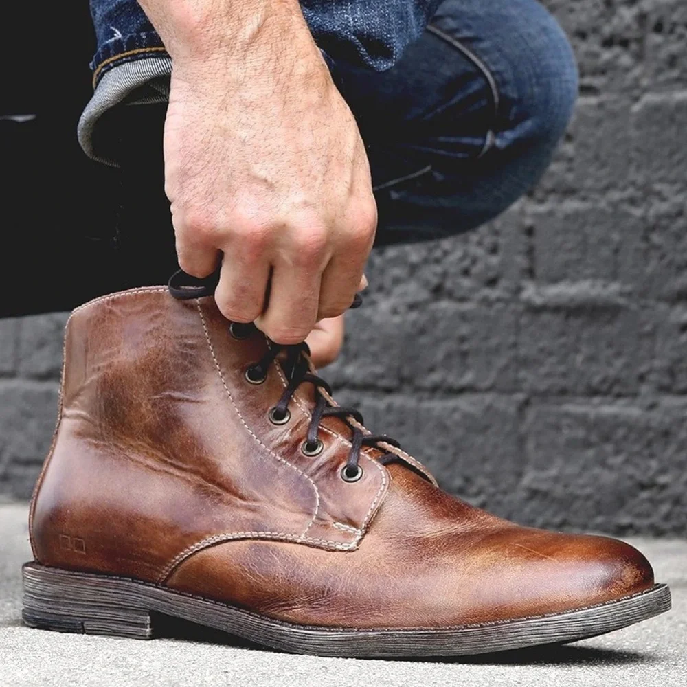 Bed Stu Men's Hoover Lace Up Chukka Boot Brown Distressed Size 8.5 Minimalist
